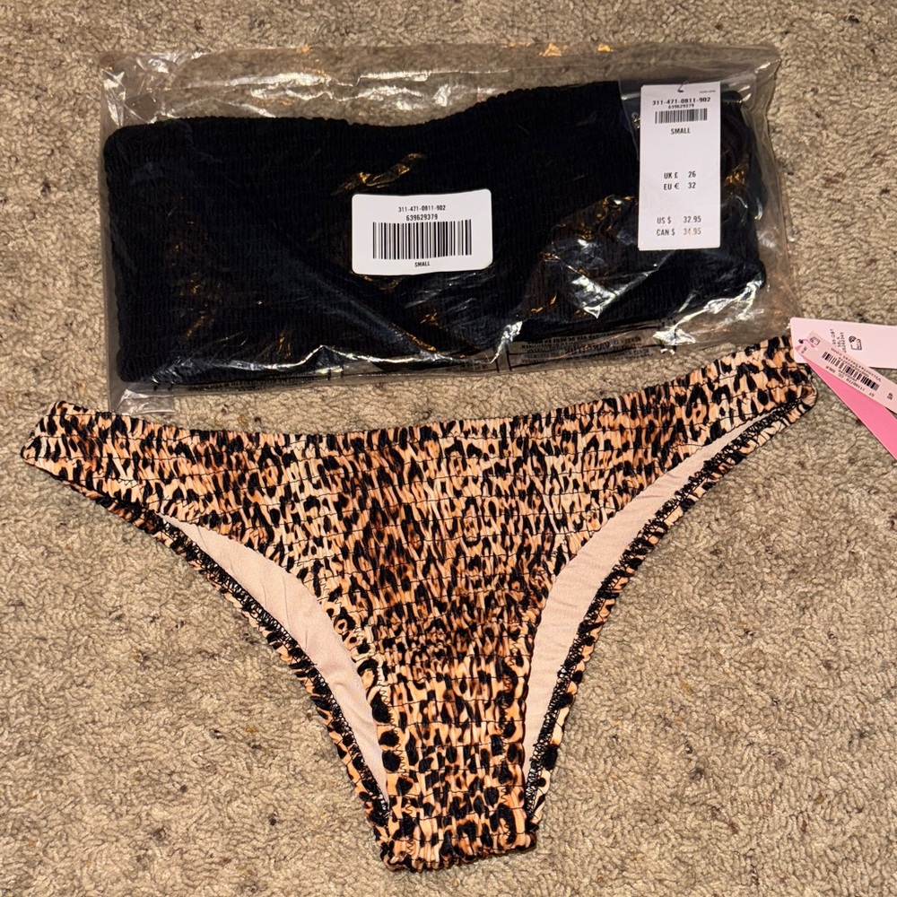 Victoria's Secret Black and Leopard Bikini Set